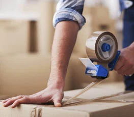 Careful packing of a box